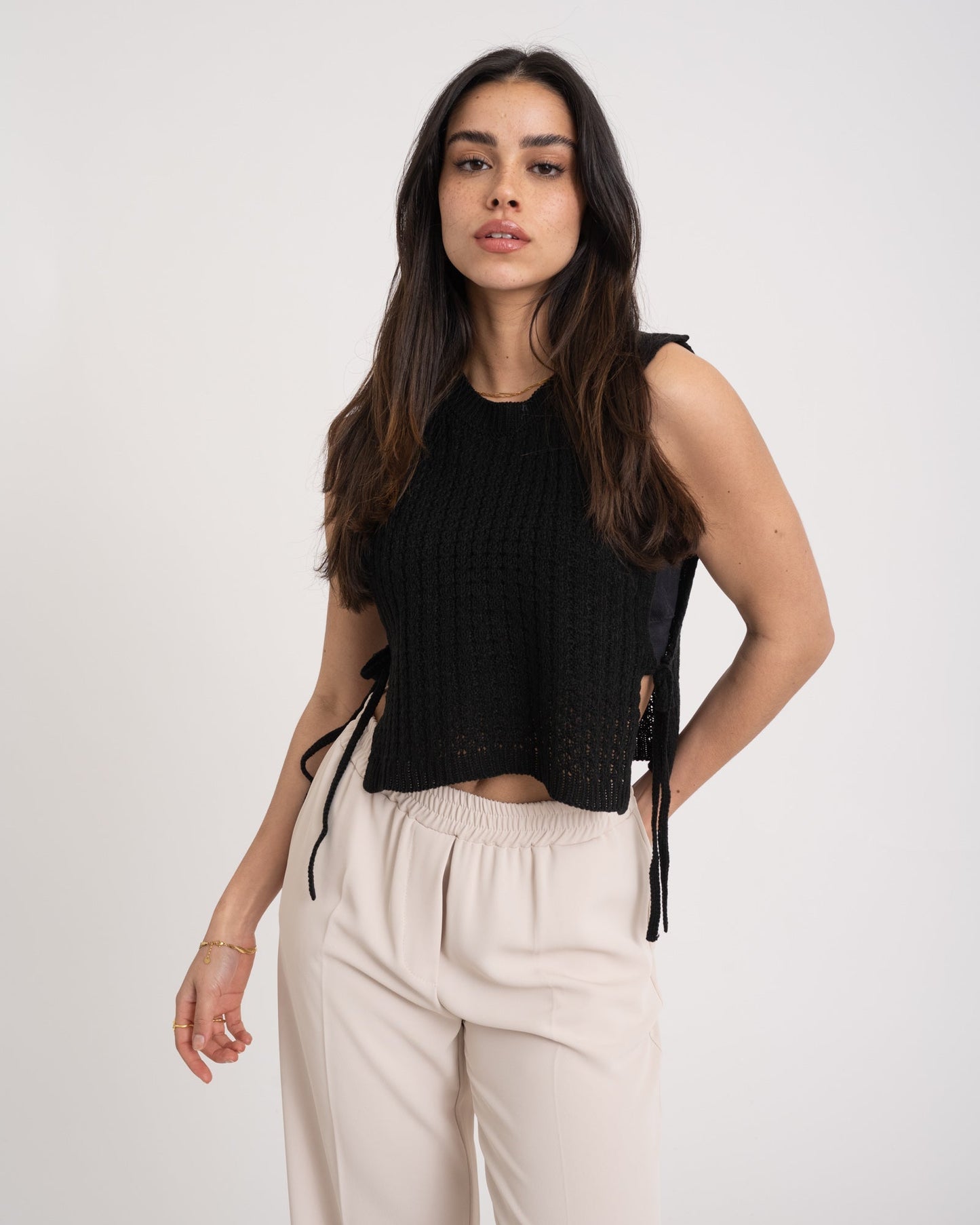 Gebreid gilet zwart