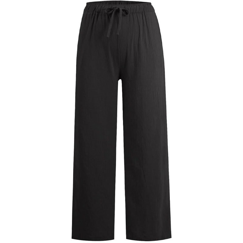 Dames zomerse katoenen linnen broek met wijde pijpen