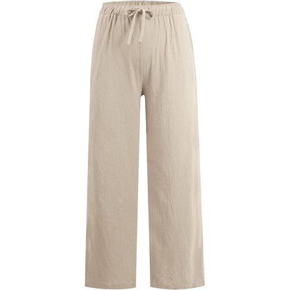 Dames zomerse katoenen linnen broek met wijde pijpen